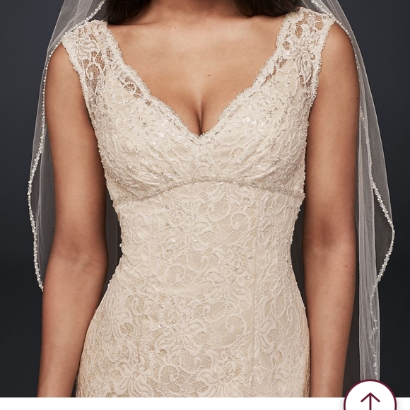 David's bridal allover lace trumpet gown - Picture 4 of 11